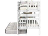 Bedz King Bunk Beds Twin over Twin Mission Style with End Ladder and a Twin Trundle, White Bedz King