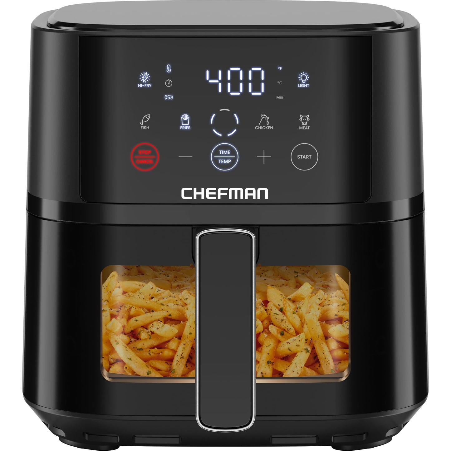 Chefman Air Fryer – 4 QT Compact Airfryer for Quick & Easy Meals, Features Hi-Fry Technology for Extra Crisp, Easy-View Window, Touch Controls with 4 Presets, Nonstick & Dishwasher Safe Basket - Black