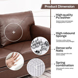 Brown Leather Couch, Comfy Classic 3 Seater Living Room Sofa，Mid-Century Modern Sofa with Detachable Cushions 84" for Living Rooms, Bedrooms, Offices,Apartments Tool-Free Assembly(Brown PU + Sofa) INOTEVERITORY