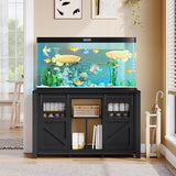 DWVO 120 Gallon Aquarium Stand with Power Outlets, Heavy Duty Metal Fish Tank Stand & Cabinet, Reptile Terrarium Table with 1100LBS Capacity for Aquarium Accessories Storage, Black DWVO