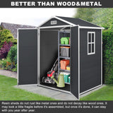 BTMWAY Resin 6x4 FT Outdoor Storage Shed with Floor Included,Small Plastic Shed with Window,Wood-Like Appearance,Water and UV Proof,Double Doors,Garden Tool Storage,Bike Shed,Backyard Shed (Black) BTMWAY