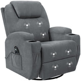 Flamaker Rocking Chair Recliner Chair with Massage Swivel Ergonomic Lounge Chair Classic Single Sofa with 2 Cup Holders Side Pockets Living Room Chair Home Theater Seat (Gray) Flamaker