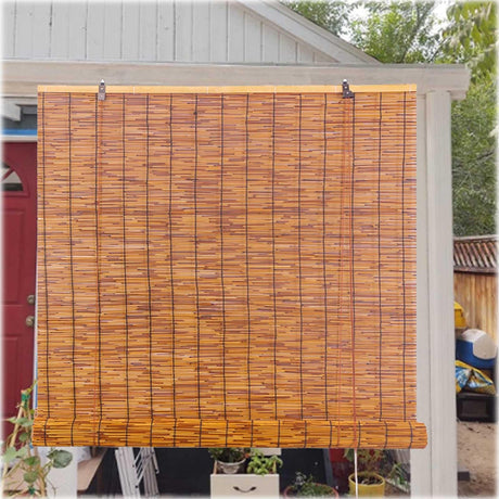 Cordless Roller Shades, Bamboo Outdoor Roller Blinds Privacy 29" 33" 45" 57" 63" 37" 84" Blackout Roll up Window Blind with Thermal Insulated for Porch, Patio, Kitchen Translucent (Size : 61x72in(WxH SAVYS