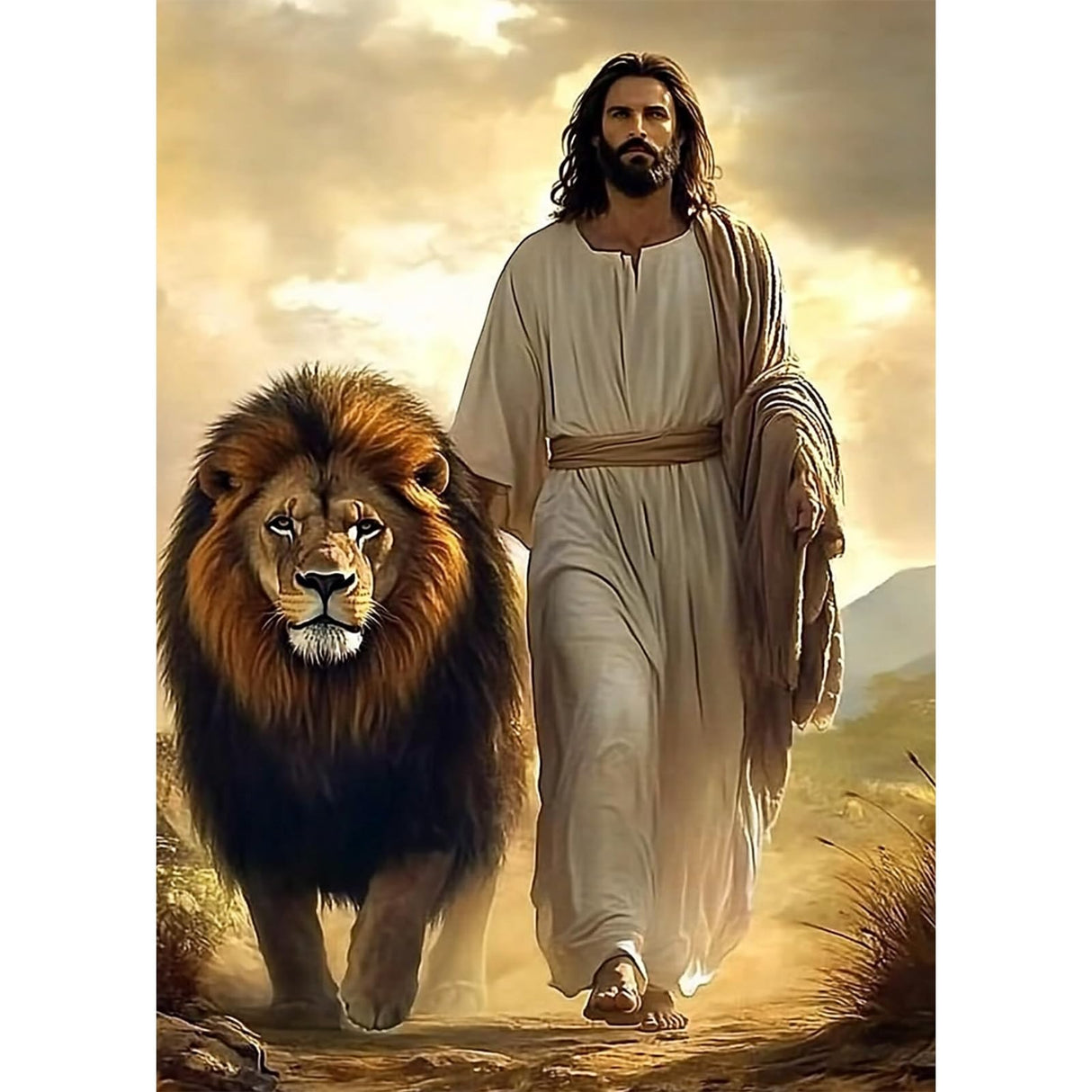 MEIYUDA Jesus Diamond Painting Kits for Adults, DIY Lion Diamond Art Kits for Adult Beginners, Full Diamond Art Painting Kit for Home Wall Decor Gifts 12x16inch MEIYUDA
