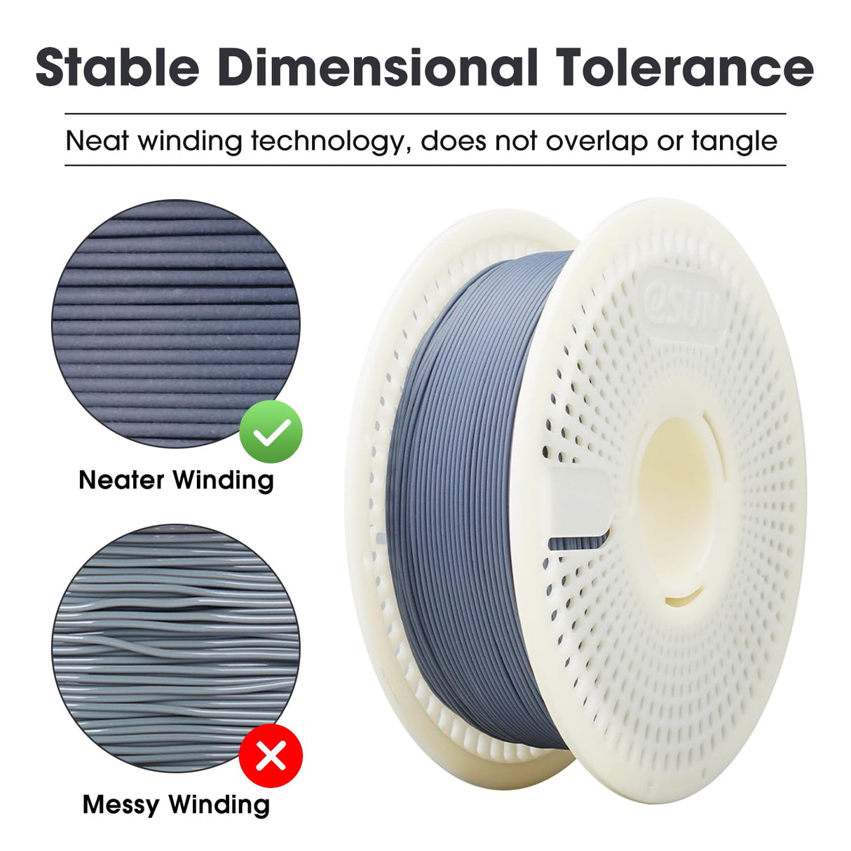 eSUN Matte PLA Refilament 1.75mm and Upgarded eSpool+ Set, Reusable and Removable Filament Spool Replacement with 3D Printer Refill Matte PLA, 1KG Spoolless 3D Printing Filament, Dark Grey eSUN