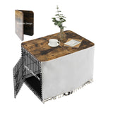 VIE DE AMAN Dog Crate Topper Wood for 24 30 36 42 48 inch Cages, Dog Crate Table Topper Foldable Dog Kennel Topper with Tassel Curtain, Rustic Style Top Rustic Brown(Crate Not Include) VIE DE AMAN