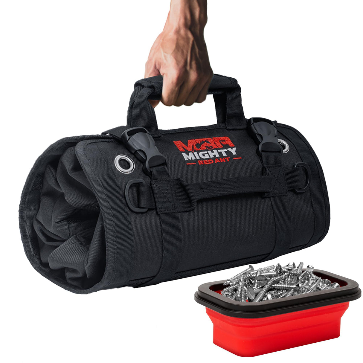 Mighty Red Ant Tool Roll - Tool Bags | Roll Up Tool Bag | Tool Bag Organizer | Tool Roll Up Bag W/5 Large Pouches | Tool Roll Bag for Men | Rolling Tool Bag | Gifts for Dad | Heavy Duty Tool Bag Mighty Red Ant