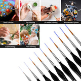 KIASON 10PC Miniature Paint Brush for Fine Detailing, Mini Small Painting Brushes Set for Art, Crafts, Acrylic, Watercolor, Oil, Model, Face, Warhammer 40k & Paint by Number, Citadel, Figurine (Black) KIASON