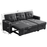 Yafylly L Shape Sleeper Sofa Bed with Storage, Large Full Size Pull Out Sectional Couch, Futon Chaise Lounge Recliner for Living Room, Apartment, Bedroom, Office Yafylly