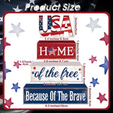 Huquary 4 Pcs Farmhouse 4th of July Patriotic Table Sign Independence Day Table Wood Decorations Patriotic Themed Rustic Farmhouse Wood Block Sign for Party Home Desk (Stylish) Huquary
