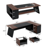 Tribesigns 78" L-Shaped Executive Desk, Large Office Desk with Drawers and Lateral File Cabinet, Business Furniture with Storage Shelves, Modern Computer Desk for Home Office, Walnut & Black Tribesigns