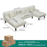 YITAHOME Sectional Couches for Living Room, U Shaped Sofa Chenille Modern Couch with USB & Type C Charging Ports Double Chaise and Comfy Upholstered Sofa, Beige YITAHOME