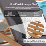 Patiorama Patio Acacia Wood Chaise Lounge Set of 2, Outdoor Folding Lounge Chair Recliner w/Adjustable Backrest, Wheels,Padded Cushion, Portable Sun Lounger Pool Chair for Deck,FSC Certified,Dark Grey Patiorama