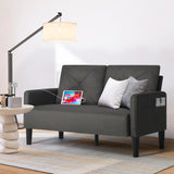 CHYMSUN 56" W Loveseat Sofa, Mid Century Modern Sofa Couch w/ 2 USB & Side Pocket, Small Love Seat Sofas for Living Room, Tufted Couches for Small Spaces, Bedroom, Office, Apartment (1, Dark Grey) CHYMSUN