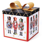 LaRibbons Large Christmas Gift Boxes with Lids, 10x10x10 Inches Nutcracker Design Folding Square Gift Boxes for Christmas Decorative Xmas Present, Red and Black LaRibbons