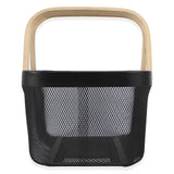 Cheardia 2 Pack Picnic Baskets, Metal Mesh Harvest Basket with Foldable Wooden Handle, Rectangle Garden Storage Basket Bin for Vegetable Fruit Garden Kitchen Cabinet Picking Gathering Cheardia