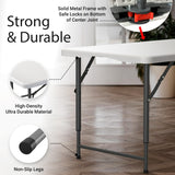 4 Feet Foldable Table Adjustable Height with Built in Handle, Steel Legs | Heavy Duty Portable | Perfect for Party, Dining, Wedding, Events, Picnic Indoor, Outdoor, Camping, Utility, Temporary Our Modern Space