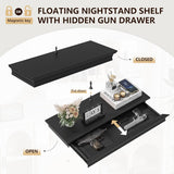 Eylar Intact Secret Home Decor with Hidden Storage, Floating Night Stand with Gun Drawer, Space-Saving Gun Shelf for Bedroom, Hallway, Office, Solid Wood (Black) Eylar