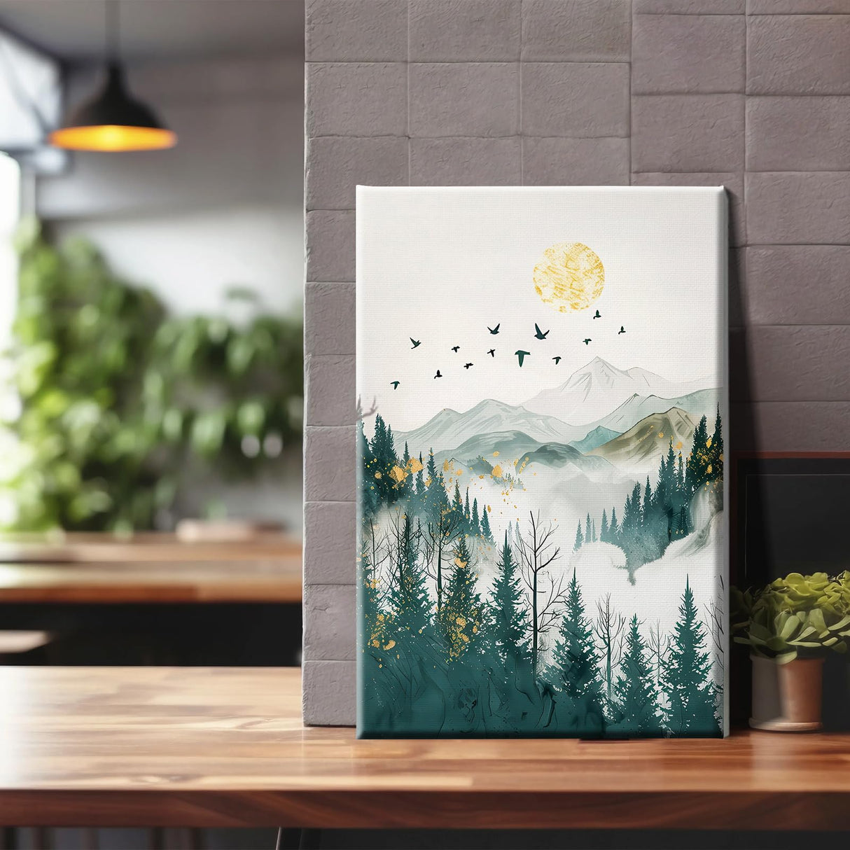 YOYA Framed Paint by Numbers Kit for Adults - Mountain Adult Paint by Number Kits on Canvas with Easel, DIY Mountain Moon Paint by Number Framed Canvas for Home Wall Decor 8x12 Inch YOYA