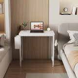 Lufeiya Small White Desk for Small Spaces, 24 Inch Kids Girls Study Writing Mini Desks for Bedroom, Simple Modern Laptop PC Little Side Table with Storage Bag Headphone Hook, White Lufeiya