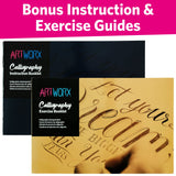 Artworx Calligraphy Pens Set - Introductory Caligraphy Writing & Hand Lettering Kit - Includes Instructions, Guide Book and Practice Book - Calligraphy Set For Beginners Artworx