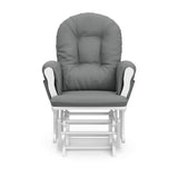 Storkcraft Premium Hoop Glider and Ottoman (White Base, Gray Cushion) – Padded Cushions with Storage Pocket, Smooth Rocking Motion, Easy to Assemble, Solid Hardwood Base Storkcraft