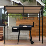 Moccha 7x4.4ft Grill Gazebo, Outdoor BBQ Gazebo with Storage Shelf, Hanging Hooks, Beer Opening Setting, Heavy-Duty Metal Frame, Grill Canopy Tent Sunshade Awning for Backyard, Patio, Garden, Brown LDAILY