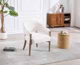 CIMOTA White Accent Chair, Farmhouse Fabric Barrel Chair Linen Upholstered Armchair with Wood Legs, 21.5" Wide Comfy Reading Chair Side Sitting Chair for Living Room/Bedroom/Makeup CIMOTA