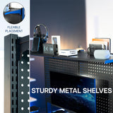 VIVO Steel Triple Clamp 47 x 31 inch Desk Pegboard System with 2 Monitor Mounts and Storage Shelf, Fits up to 32 inch Screens, Office Accessory Organizer, Black, PP-DK48SB VIVO