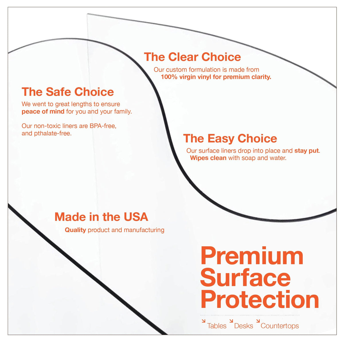 ExactMade - Clear Table Protector, USA Made, Safe, 25 x 55 Inch, 2mm Thick Ultra Clear Smooth Vinyl, Heavy Duty Clear Table Mat for Work Bench, Clear Desk Mat Cut to Size for Office Desk ExactMade