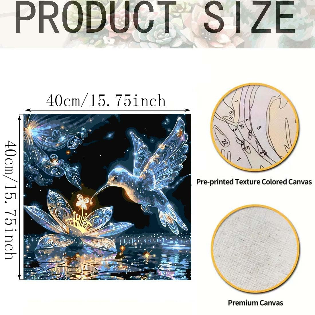 SHICERNHJ DIY Hummingbird Paint by Numbers Kit for Adults Beginner,Birds Flowers Paint by Number Kits for Adults, Acrylic Paint by Number On Canvas for Home Wall Decor 16 X 16 Inch SHICERNHJ