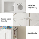 ANCTOR Multifunctional Cat Cabinet Cat Litter Box Enclosure Furniture 3-Tier Storage Play Area Tall Litter Box Furniture with Storage Easy Assembly (35.5”H, White) ANCTOR