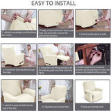 KEKUOU Recliner Chair Covers Lazy Boy Recliner Covers Stretch Couch Cover Slipcovers 1 Piece Furniture Protector with Elastic Bottom for Dog,Kids.(Recliner, Beige) KEKUOU