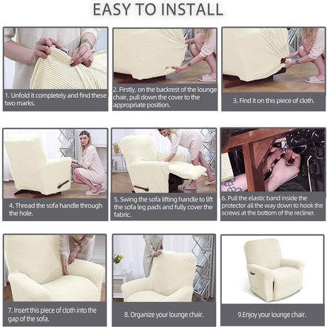 KEKUOU Recliner Chair Covers Lazy Boy Recliner Covers Stretch Couch Cover Slipcovers 1 Piece Furniture Protector with Elastic Bottom for Dog,Kids.(Recliner, Beige) KEKUOU