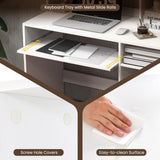 Giantex 43.5" Modern Computer Desk with Power Outlet, Keyboard Tray & Storage for Home Office Giantex