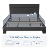 Allewie Dark Grey King Size Platform Bed Frame with Upholstered Headboard and Wooden Slats Allewie