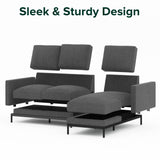 ZINUS Logan Reversible Sectional Chaise, L-Shaped Sofa, Green Tea Infused Foam Cushions, Tool-Free, Easy Assembly, Dark Grey ZINUS