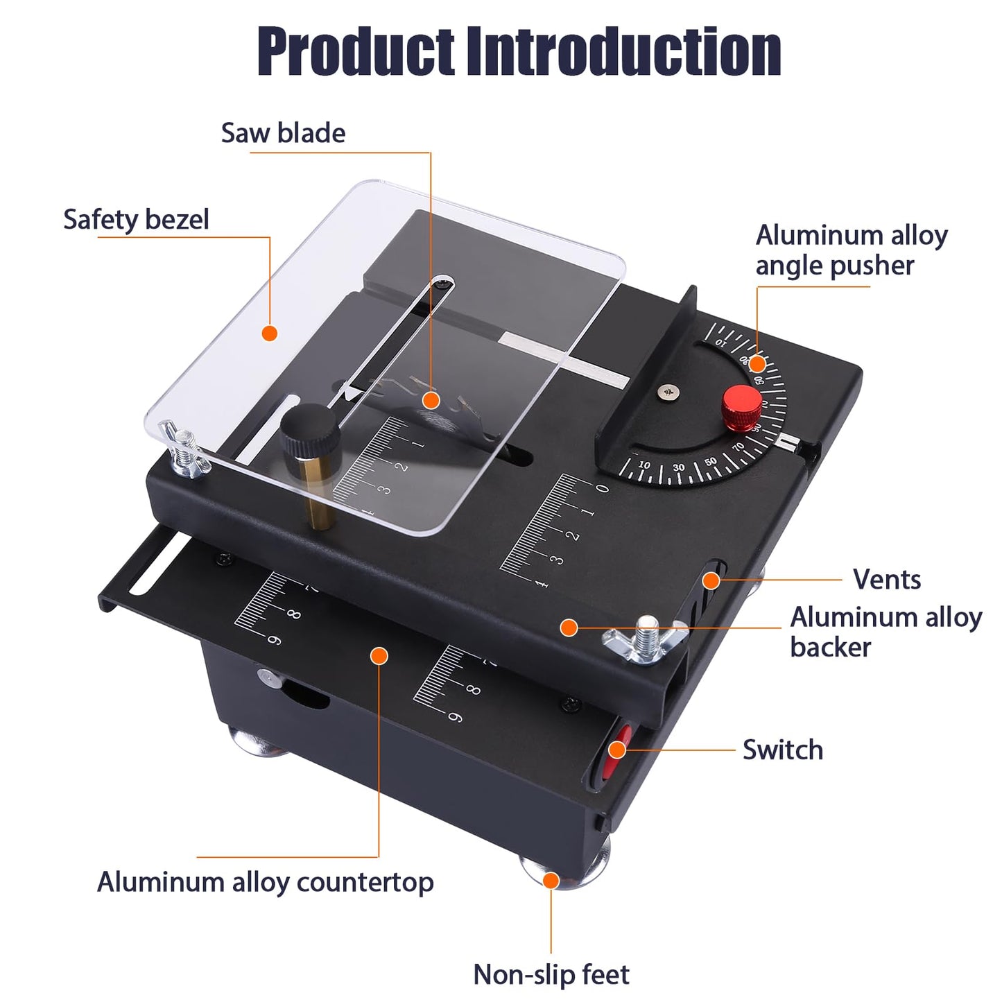 Mini Table Saw,100W Mini Desktop Electric Saw Cutter Speed & Angle Adjustable 16MM Cutting Depth, Seven Speed Adjustable Power Supply,table sawelectrical, mini table saw for crafts - WoodArtSupply