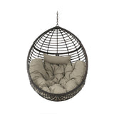 Roomfitters Outdoor Hanging Egg Chair with Woven Rattan Frame and Plush Cushion, Stand Not Included, Brown roomfitters