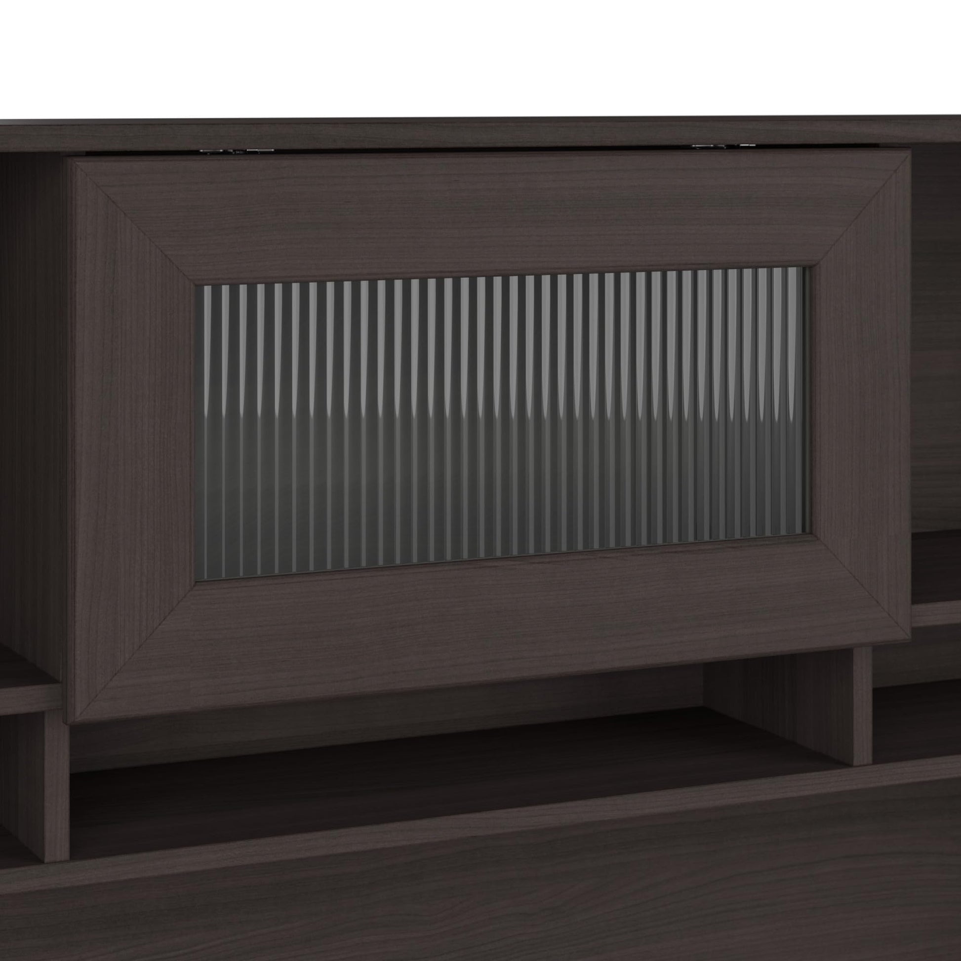 Bush Furniture Cabot 60W Desk Hutch with Shelves and Cabinet in Heather Gray - WoodArtSupply