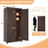 AMERLIFE Farmhouse Armoire Wardrobe Closet with 2 Barn Doors, 71'' Storage Cabinet with Hanging Rod & Shelf, Versatile Clothing Storage for Bedroom, Espresso AMERLIFE