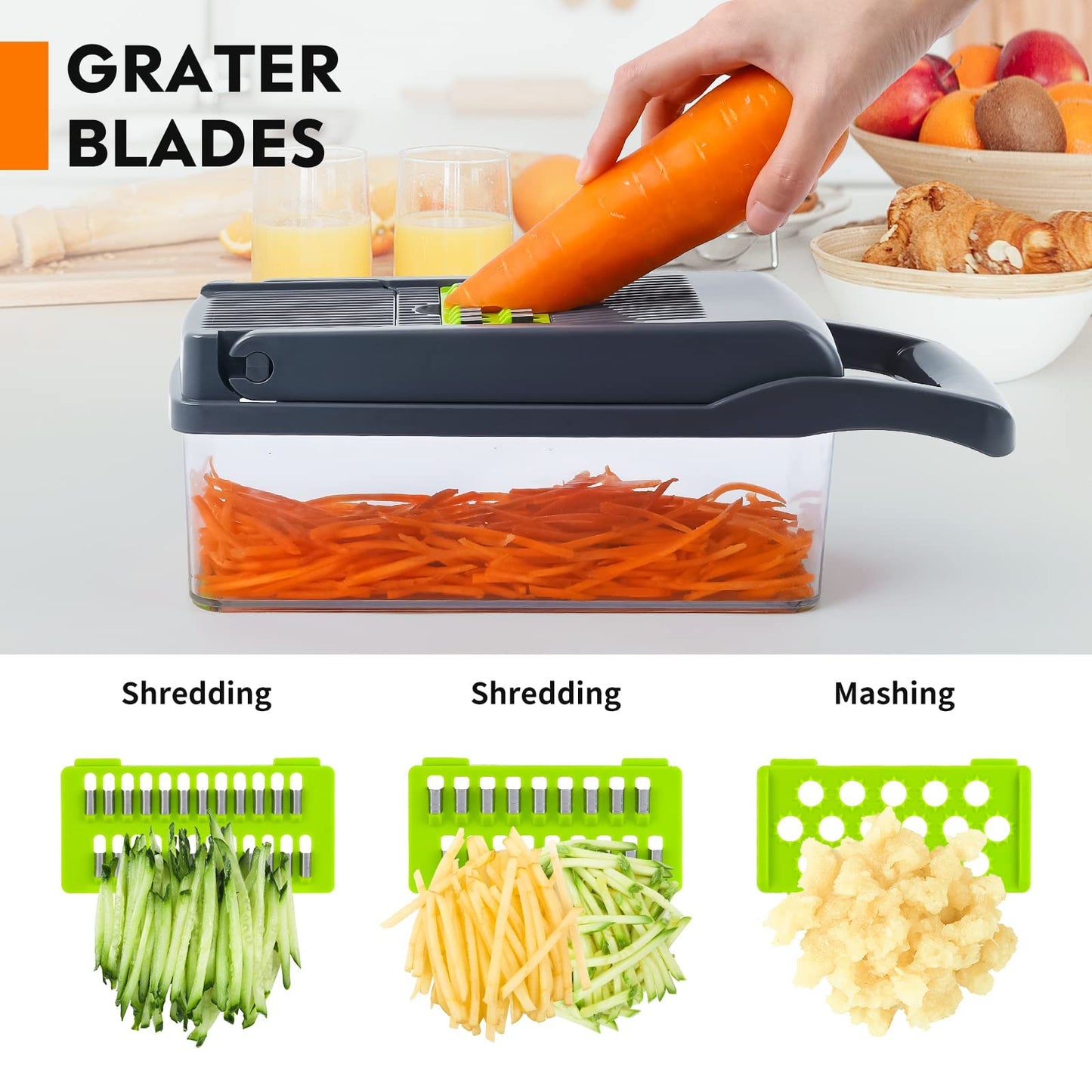 MAIPOR Vegetable/Pro Onion Chopper, Multifunctional 13 in 1 Food Chopper, Kitchen Vegetable Slicer Dicer Cutter With 8 Blades,Veggie, Carrot and Garlic Chopper With Container (Gray)