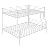 Full XL Over Queen Bunk Bed with Build in Ladder and Guardrail, Convertible Bunk Bed, Heavy Duty Metal Bunk Bed Full XL Over Queen Size Bunk Bed, White Bunk Bed for Kids, Teens, Adults Bellemave