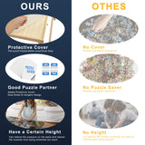 TEAKMAMA 1500 Piece Wooden Jigsaw Folding Puzzle Board, Puzzle Table with Legs and Protective Cover, 34” X 26.3” Jigsaw Puzzle Board with 4 Drawers & Cover, Portable Puzzle Tables for Adults - Natural TEAKMAMA