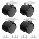 2 Inch Casters Set of 4, Plastic Wheels for Furniture, Plate Swivel Nylon Castor Wheels for Carts, Furniture, Planter, Baby Bed, Kitchen, Drawers, Cabinet, Table (with Stainless Steel Screws) ANDUTEES