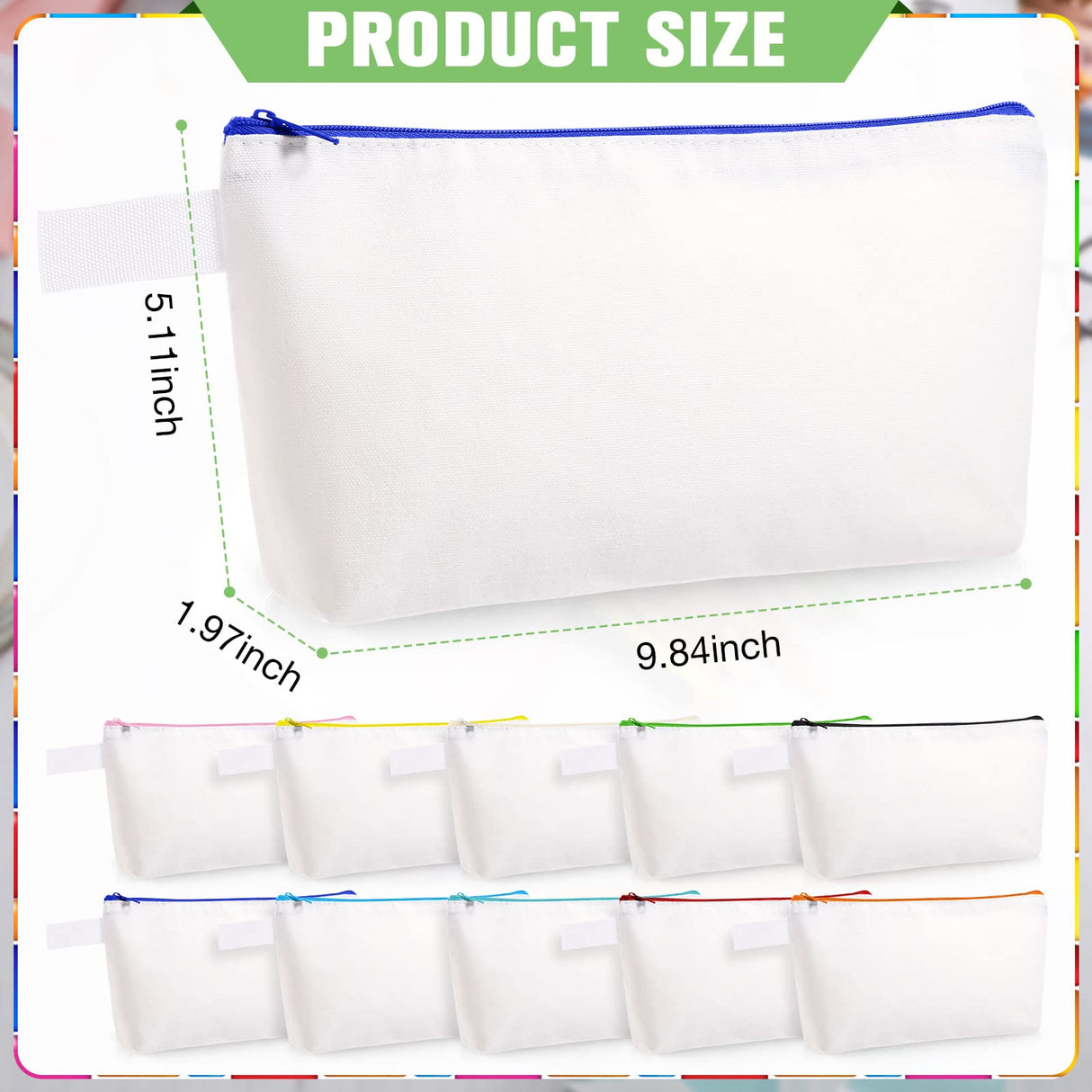 30 Pieces Makeup Bags in Bulk Canvas Pencil Bag Travel Cosmetic Bags Blank DIY Craft Bag Canvas Pen Case Pencil Pouch Makeup Pouch Canvas Zipper Pouch Bags for Girls Teens (9.84 x 5.11 x 1.96 Inches) Saintrygo