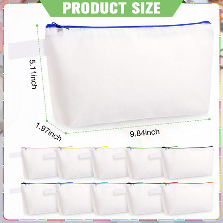 30 Pieces Makeup Bags in Bulk Canvas Pencil Bag Travel Cosmetic Bags Blank DIY Craft Bag Canvas Pen Case Pencil Pouch Makeup Pouch Canvas Zipper Pouch Bags for Girls Teens (9.84 x 5.11 x 1.96 Inches) Saintrygo