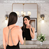 LOAAO 24”X36” Gold Bathroom Mirror, Rounded Rectangle Gold Frame Mirror, Brushed Gold Bathroom Vanity Mirror Wall-Mounted, Anti-Rust, Tempered Glass, Hangs Horizontally or Vertically LOAAO