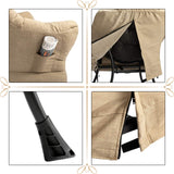 HollyHOME Modern Fabric Large Lazy Chair, Accent Oversized Comfy Reading Chair, Thick Padded Cozy Lounge Chair with Armrest, Leisure Sofa Chair for Living Room, Bedroom, Dorm, Coffee&White HollyHOME