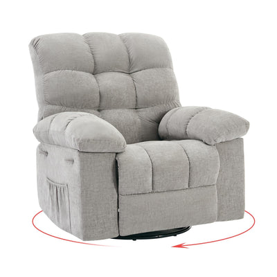 Oversized Swivel Rocker Recliner Chair for Adult,360°Swivel Rock Recliner,Extra Wide Manual Recliners,Chenille Upholstery Overstuffed Soft Rocking Sofa Chair,Grey